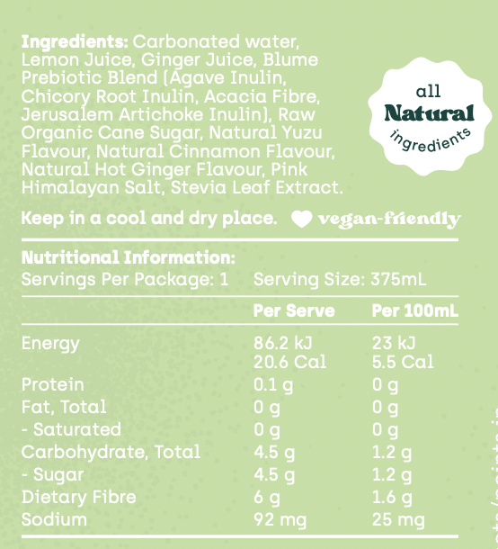 Lemon Yuzu Ginger Prebiotic Tonic