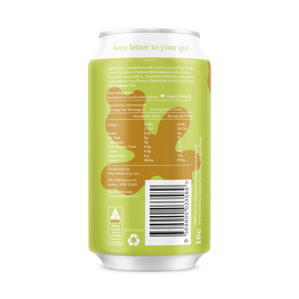 Lemon Yuzu Ginger Prebiotic Soda