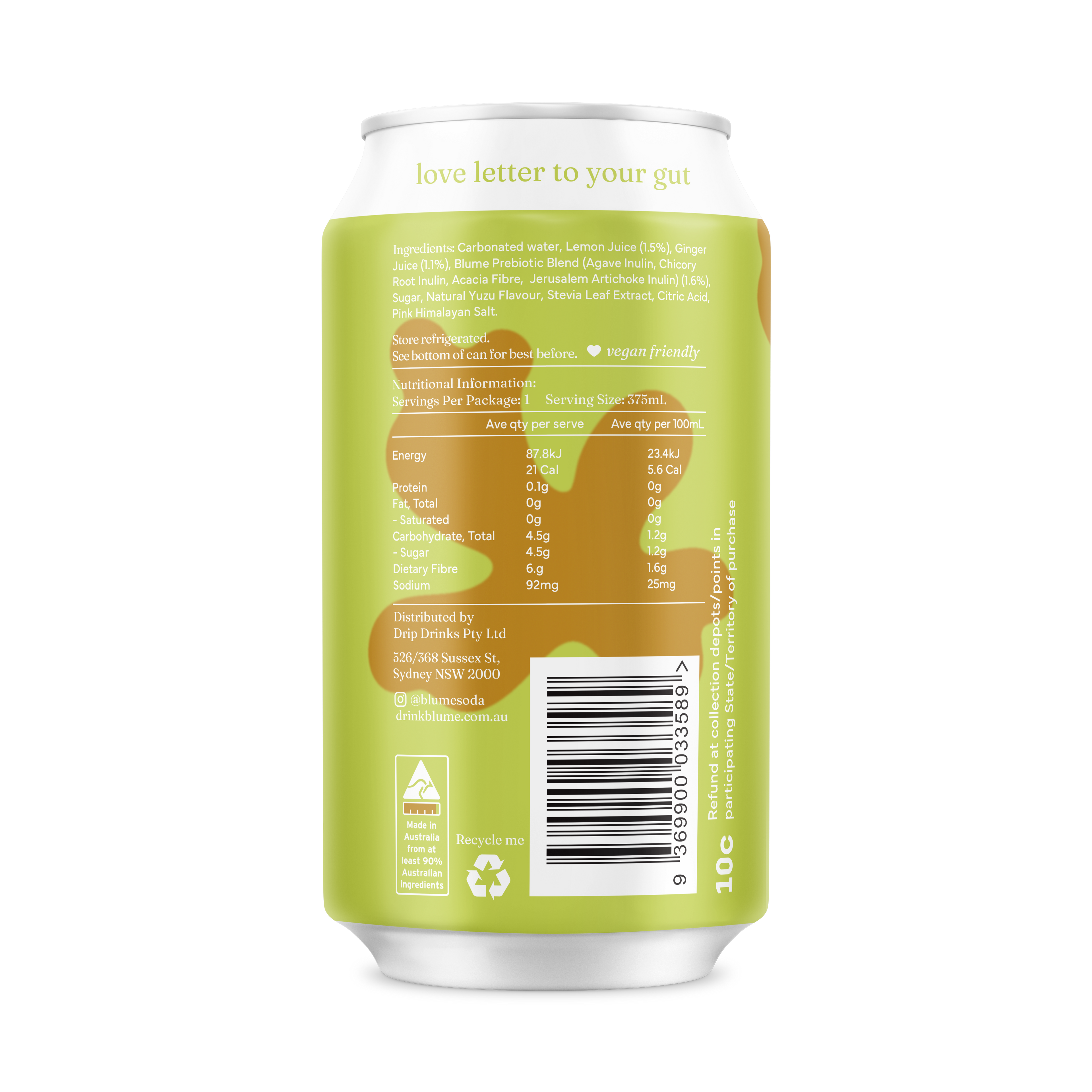 Lemon Yuzu Ginger Prebiotic Soda